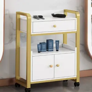 Professional Salon Utility Cart with Shelves - Multi-Purpose Mobile Beauty Organizer