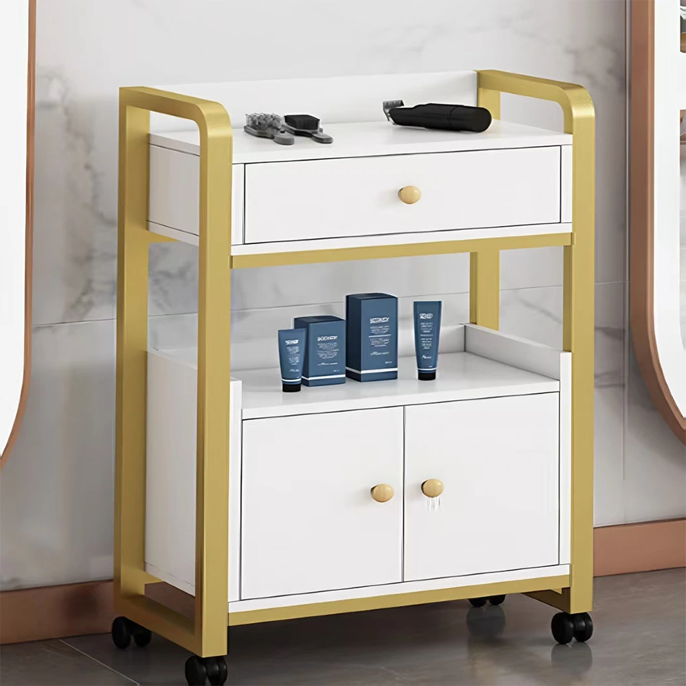 Professional Salon Utility Cart with Shelves - Multi-Purpose Mobile Beauty Organizer