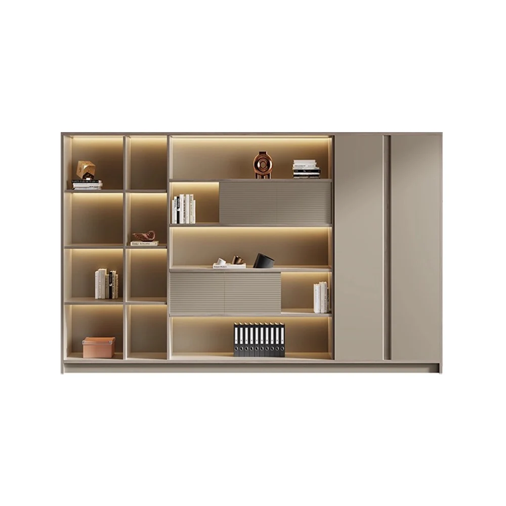 未标题-4 Standing Storage Cabinet for Office - Large Bookcase with Filing & Document Organizer Sections