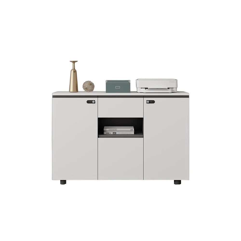 未标题-5 Modern Wood Storage Cabinet-Push Open Drawers, Key Lock, for Office & Study Room