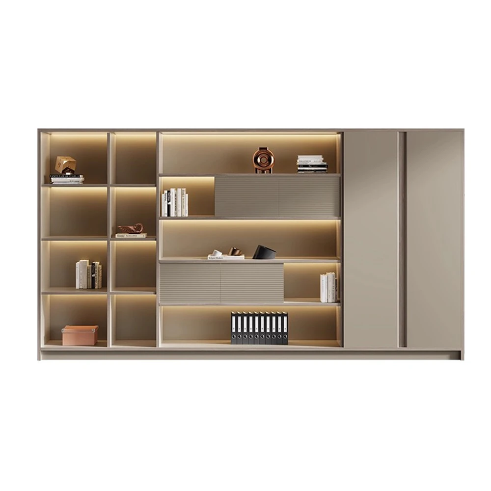 未标题-5 Standing Storage Cabinet for Office - Large Bookcase with Filing & Document Organizer Sections