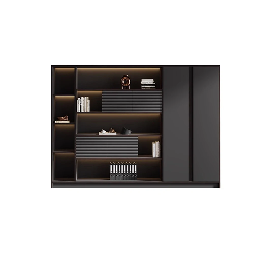 未标题-6 Standing Storage Cabinet for Office - Large Bookcase with Filing & Document Organizer Sections