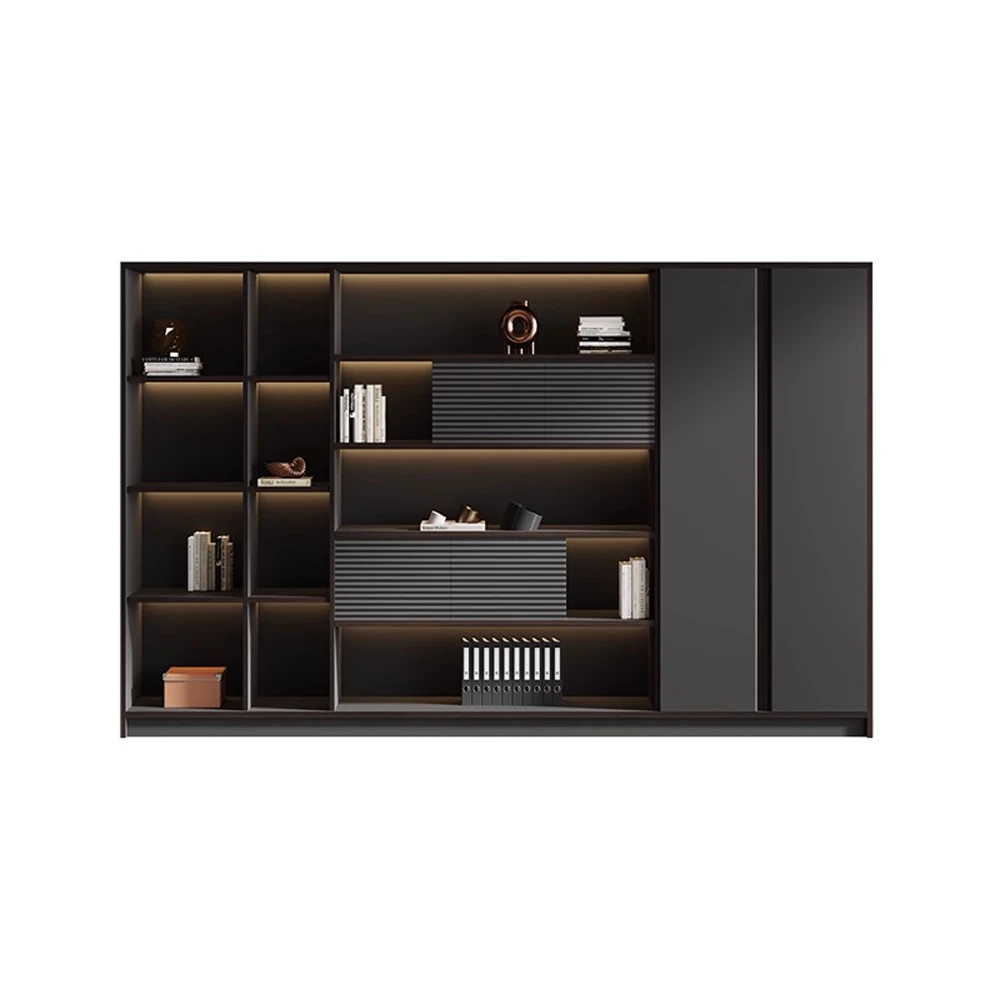 未标题-7 Standing Storage Cabinet for Office - Large Bookcase with Filing & Document Organizer Sections