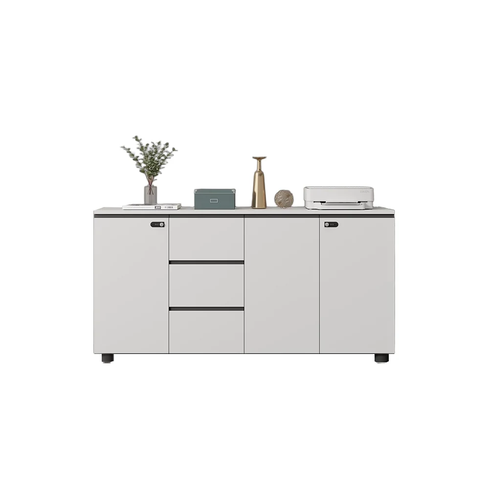 未标题-7 Modern Wood Storage Cabinet-Push Open Drawers, Key Lock, for Office & Study Room