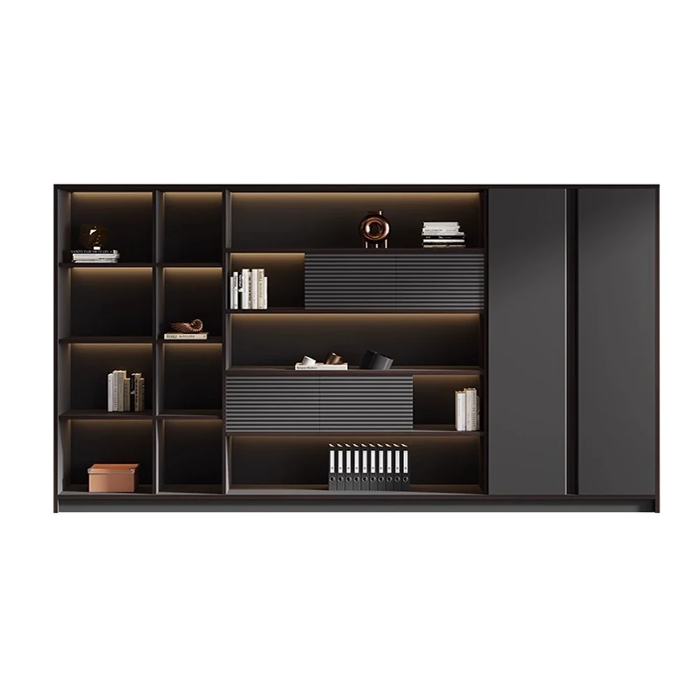 未标题-8 Standing Storage Cabinet for Office - Large Bookcase with Filing & Document Organizer Sections