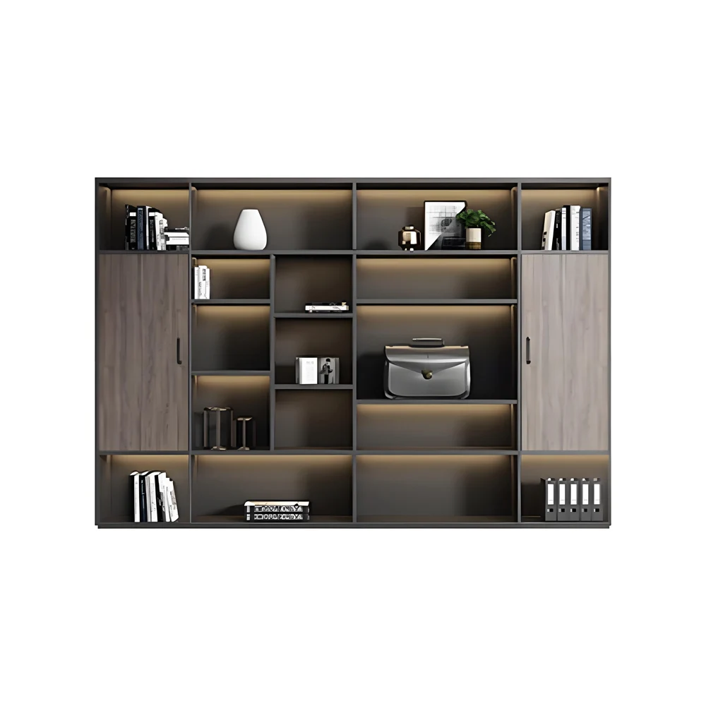 未标题-8 Office Storage Organizer Cabinet - Multi-Purpose Bookcase with Filing and Document Sections