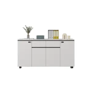 Modern Wood Storage Cabinet-Push Open Drawers, Key Lock, for Office & Study Room