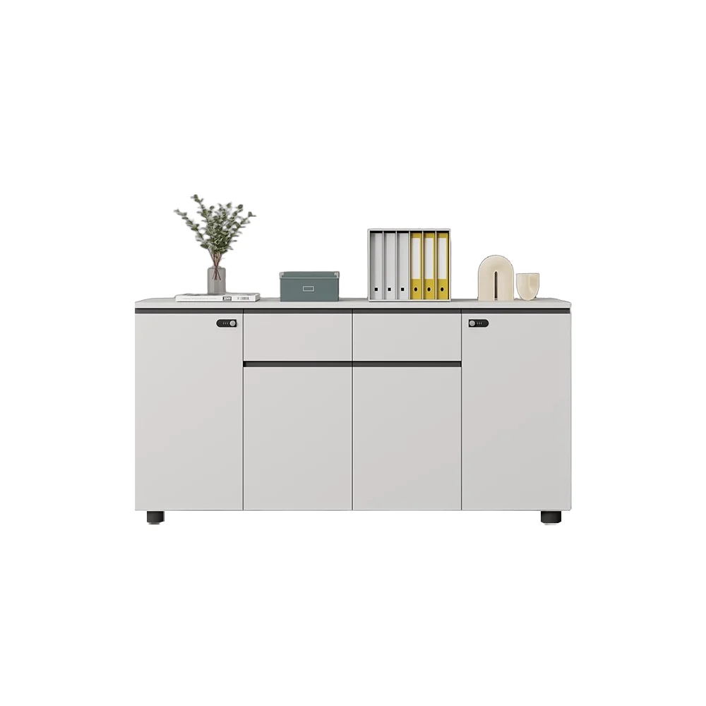 未标题-8 Modern Wood Storage Cabinet-Push Open Drawers, Key Lock, for Office & Study Room