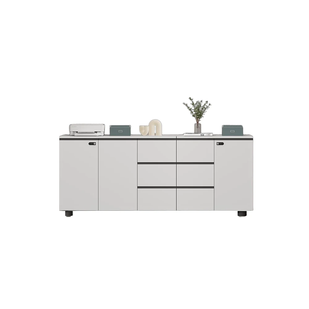 未标题-9 Modern Wood Storage Cabinet-Push Open Drawers, Key Lock, for Office & Study Room