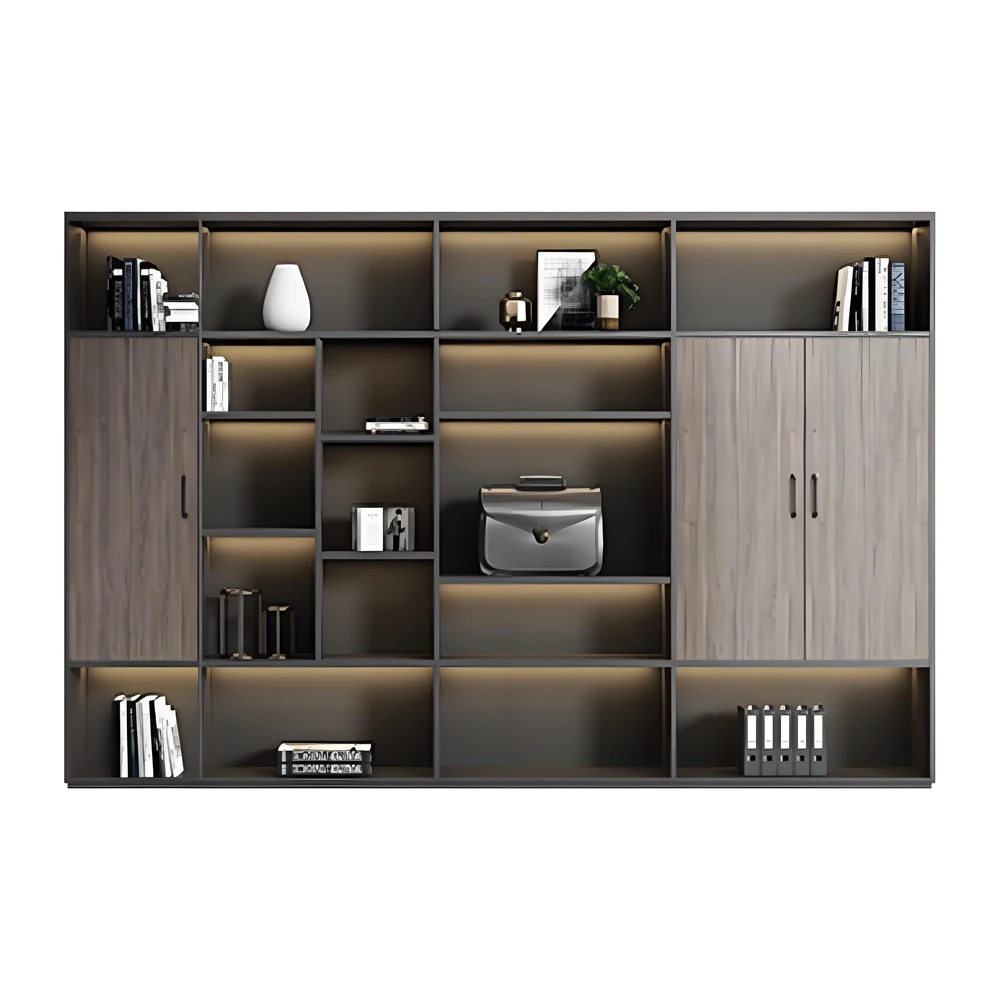 未标题-9 Office Storage Organizer Cabinet - Multi-Purpose Bookcase with Filing and Document Sections