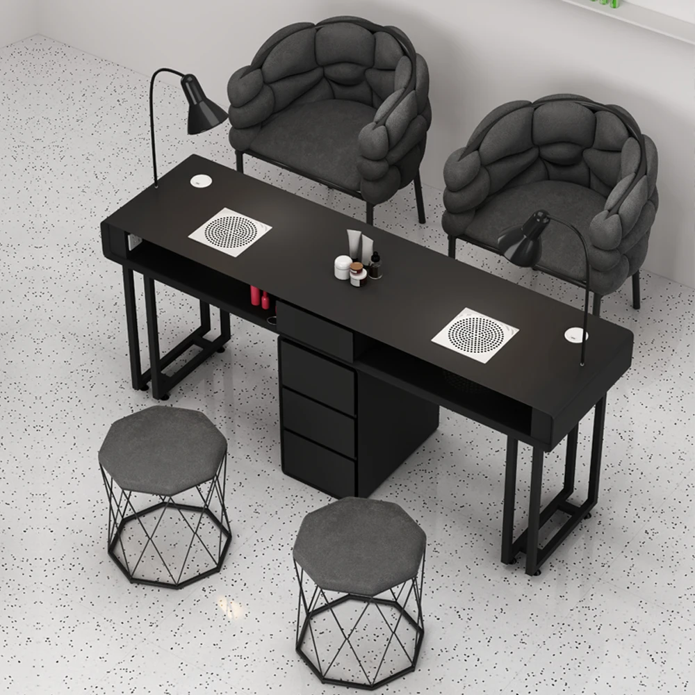 Soft Minimalist Nail Table - Elegant Cream colored Salon Furniture